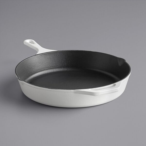 Commercial Grade, Cast Iron Enameled Cookware Skillet 12”, White