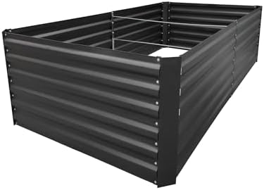 8x3x2FT Black Metal Raised Garden Bed Kit, Galvanized Outdoor Planter Box for Vegetables, Flowers, Herbs, Succulents and More