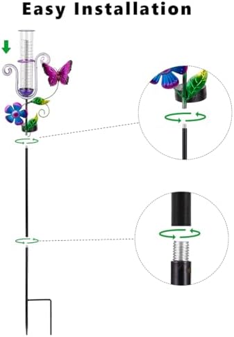 Stargarden Rain Gauge Outdoor, Solar Powered Rain Gauge