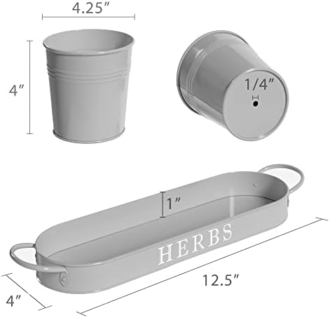 Barnyard Designs Indoor Herb Garden Planter Pots Set/3 (Cool Grey)
