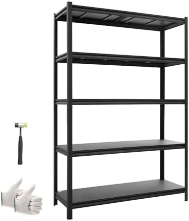 VEVOR Storage Shelves, 5-Tier Adjustable, 2500 lbs Capacity, Heavy Duty Garage Storage Shelving Unit, Metal Utility Rack Shelf, for Garage Warehouse Basement Kitchen, 48.43" W x 18.31" D x 71.38" H
