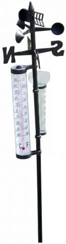 Weather Station - 3 in 1 Garden Thermometer Rain Wind Indicator with Stake, Fahrenheit/Celsius