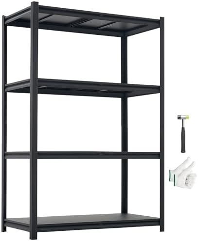 VEVOR Storage Shelves, 4-Tier Adjustable, 2400 lbs Capacity, Heavy Duty Garage Storage Shelving Unit, Metal Utility Rack Shelf, for Garage Workshop Warehouse Basement, 40.55" W x 20.55" D x 60.2" H