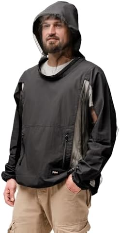Mosquito Jacket, Durable Bug-Proof Jacket with Adjustable Hood & Pocket, Summer Mosquito Suit Outdoor Proof Clothing