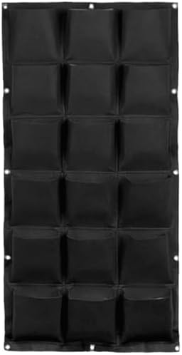 WFIST Vertical Hanging Planter Bag, Breathable Felt Wall Garden Planter with Metal Grommets, Indoor/Outdoor Space-Saving Herb & Flower Growing Pouch (18-Pocket)