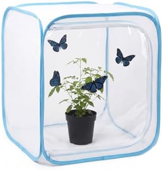 Insect & Butterfly Habitat Cage, Portable Pop-Up Terrarium with Mesh Sides, Bug Catching & Observation Enclosure for Caterpillars, Small Insects, Outdoor & Classroom Use, 12 Inches Tall