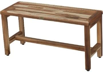 EcoDecors Eleganto 47 Inch Natural Color Waterproof Teak Wood Shower Bench Stool Seat Chair for Inside Shower Provides Safety, Storage, and Organization for Bathroom Accessories
