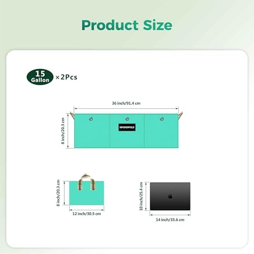 2 Pcs 15 Gallon Rectangle Grow Bags for Growing Potatoes, PE Pots Potato Pots Growing Containers Potato Planter Potato Planter for Growing Potatoes, Green
