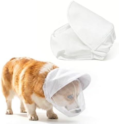 Guard Dog Foxtail Protection Hood for Dogs, Breathable Mesh Dog Bug Hood, Outdoor Dogs Face Guard for Hunting Trips (White, L)