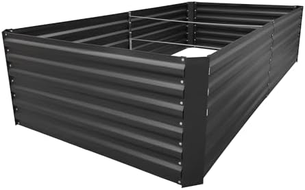8x4x2FT Black Metal Raised Garden Bed Kit, Galvanized Outdoor Planter Box for Vegetables, Flowers, Herbs, Succulents and More