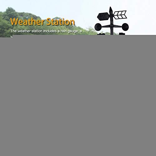 Weather Station, 3 in 1 Yard Weather Indicator with Wind Direction Arrow, Rain Garden Thermometer for Precipitation