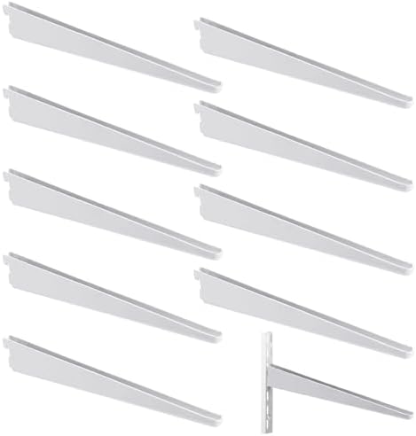 Yalikop 10 Pack Adjustable Shelf Brackets for Double Track System Closet Organization Heavy Duty Wire Shelf Brackets (White,18.5 Inches)