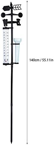 Weather Station, 3 in 1 Yard Weather Indicator with Wind Direction Arrow, Rain Garden Thermometer for Precipitation