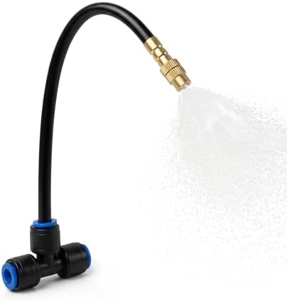 20PCS Push-to-Fit Drip Irrigation Mister Emitters with T-Connectors, Copper 360° Adjustable Bendable Atomizing Nozzles for 1/4" Tubing, Micro Spray Nozzles for Garden Greenhouse Raised Beds