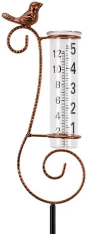 Hummingbird Rain Gauge Outdoor, 7 Inch Tube Metal Rain Gauge