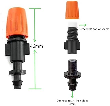 50 Pcs Drip Irrigation Spray Emitters, Adjustable Atomizing Nozzles