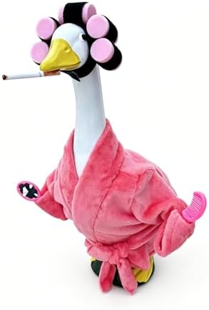 23In Lawn Goose Leopard Bathrobe Outfit Entryway Funny Decor(Pink)