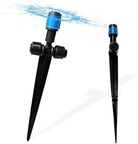 40PCS Push-to-Connect Drip Irrigation Emitters for 1/4 inch Irrigation Tubing, Two-Way Connection Adjustable Vortex Drip Emitters with Stake, Irrigation Dripper Sprinklers for Drip Irrigation System