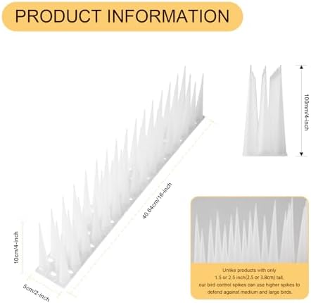OFFO Bird Spikes Pigeon Outdoor Spikes for Cat Keep Birds Raccoon Woodpecker Away Covers 26 Feet(8.1m), Frosted White