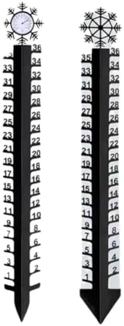 36 inch Snow Gauge Outdoor, Metal Snowfall Measuring Gauge, Detachable Christmas Snow Depth Measure Rod for Yard, Lawn, Garden and Christmas Decoration Gift (A)