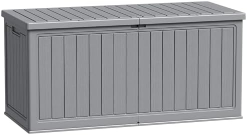 Flamaker Resin Deck Box 270 Gallon, XXL Waterproof Storage Box with Divider