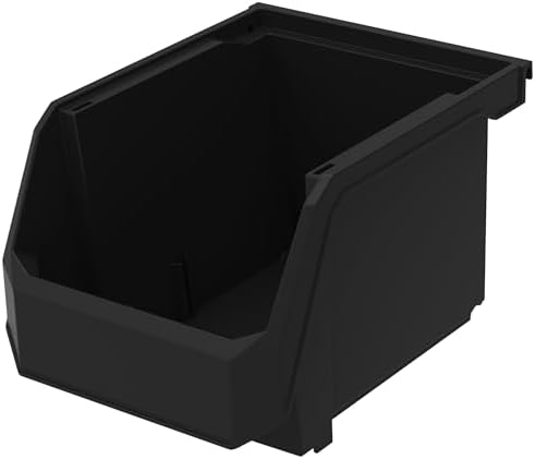 ReadySpace Medium-Tall Stackable Plastic Storage Bins, 4-Pack, Black