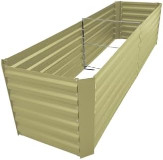 8x2x2FT Beige Metal Raised Garden Bed Kit, Galvanized Outdoor Planter Box for Vegetables, Flowers, Herbs, Succulents and More
