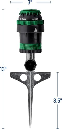 Orbit H2O-Six Gear-Drive Sprinkler on Metal T-Spike - Customizable Lawn Watering Coverage - Multi-Pattern Rotating Head with Adjustable Spray Range - (2-Pack)