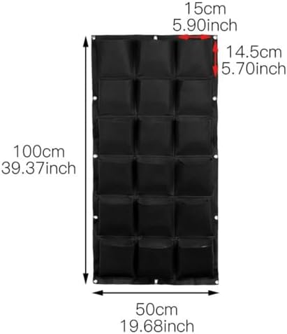 WFIST Vertical Hanging Planter Bag, Breathable Felt Wall Garden Planter with Metal Grommets, Indoor/Outdoor Space-Saving Herb & Flower Growing Pouch (18-Pocket)