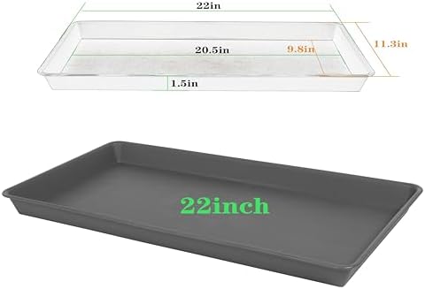 VUWEZ 2 Pack Plant Growing Nursery 1020 Trays, Plant Saucer Tray, Heavy Sturdy Seed Starting Trays, Plant Starter Trays for Indoors No Holes, Seed Starter Growing Tray (22"x11.2", Gray)
