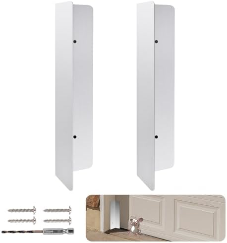 Bompro 2 Pcs Garage Door Seal Mouse Guard, Heavy Duty Stainless Steel Garage Door Mouse and Snake Guard, Permanent Solution