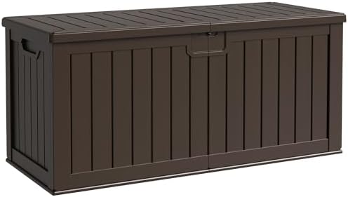 Flamaker 250 Gallon Resin Deck Box, XXL Waterproof Storage Box with Divider