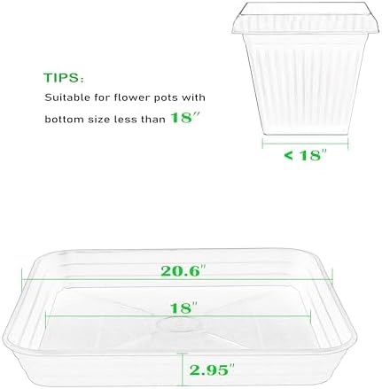 3 Pack Square Plant Saucer Tray 20 inch, Heavy Duty Plastic Plant Saucers for Indoors Outdoor, Flower Plant Drip Trays for Pots, Square Seed Starting Tray, Seedling Growing Trays
