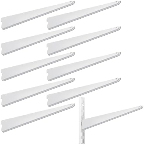 Yalikop 10 Pack Adjustable Shelf Brackets for Double Track System Closet Organization Heavy Duty Wire Shelf Brackets(White,16.5 Inches)