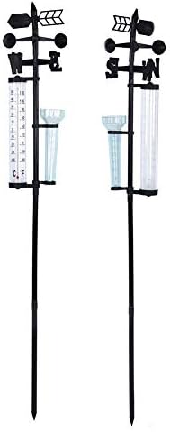 Cocoarm 3 in 1 Weather Station Measurer Outdoor Garden Weather Station with Rain Gauge, Wind Indicator and Thermometer for Outdoor Garden Measurement, Total Length: 140cm/55.11inch