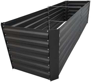 6x2x2FT Black Metal Raised Garden Bed Kit, Galvanized Outdoor Planter Box for Vegetables, Flowers, Herbs, Succulents and More