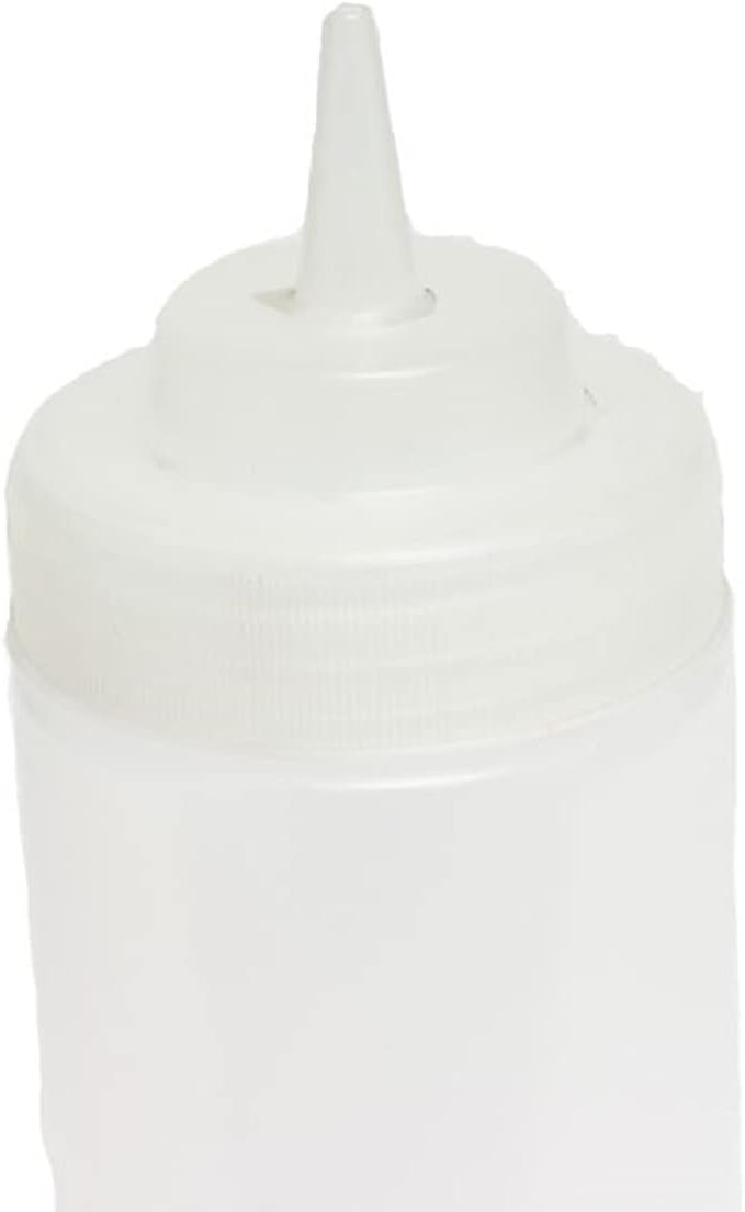 TrueCraftware- 32 oz Clear Squeeze Condiment Wide Mouth Dispensing Bottles Set of 6- Plastic Squeeze Bottle For Sauces Spreads Ketchup Mustard Mayo Hot sauces and Olive oil