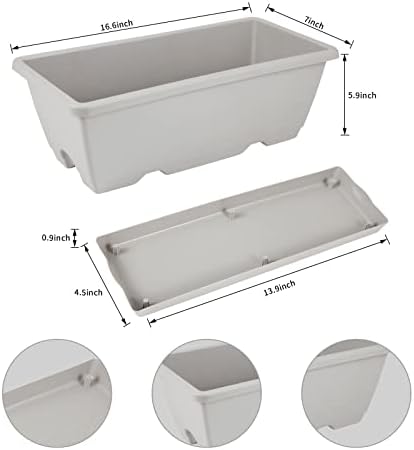 8pcs Window Box Planter,Rectangle Planters Box,Plastic Vegetable Planters