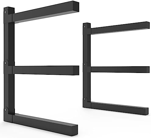 Lumber Storage Metal Rack, 3-Level Wall-Mounted Organizer and Wood Rack, Indoor & Outdoor Storage Solution for Workshop or Garage - 1 Pack