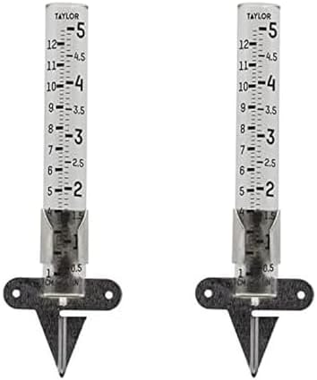 Taylor 2 Pack Rain Gauge Outdoor Glass 5 Inch Capacity