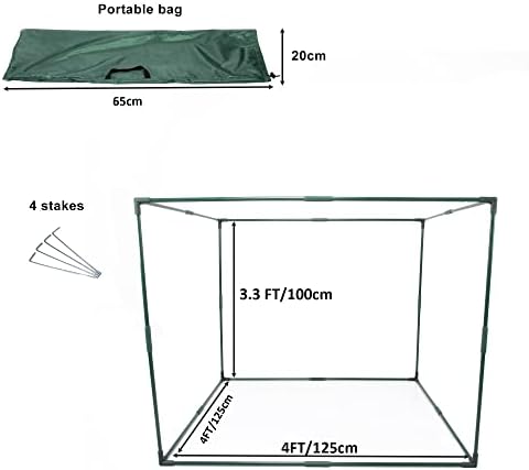 Square 4'x4' Netting Cover 3.3FT Tall Crop Cage Pest Guard Cover for Vegetables Fruits Durable Plant Garden Net with 4 Stakes