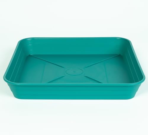 4 Pack Square Plant Saucer Tray 8 inch, 6 8 10 12 14 16 18 20 inch Heavy Duty Plastic Square Plant Saucers for Indoors Outdoor, Flower Planter Drip Trays for Pots, Seed Starting Tray