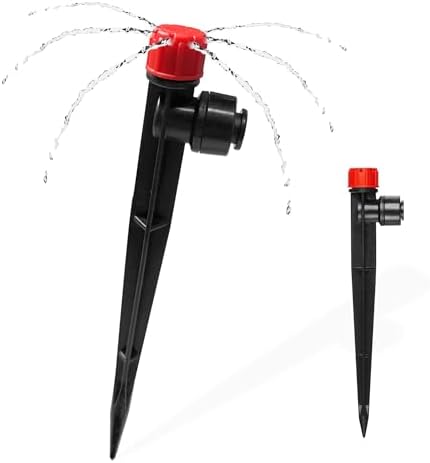 30PCS Push-to-Fit Drip Irrigation Emitters for 1/4 inch Irrigation Tubing, Adjustable 360 Degree Drip Emitter Sprayer with Stake, Irrigation Dripper Sprinklers for Drip Irrigation System