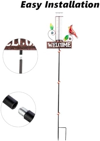 Stargarden Rain Gauge Outdoor, Metal Cardinal Rain Gauge