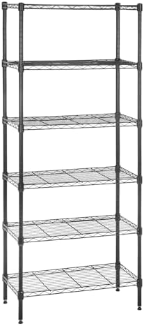 PayLessHere | 6-Tier Wire Shelf | 23"x13"x59" | Black | Adjustable Racks | Heavy-Duty Storage Shelves, Holds Upto 1500 lbs | Rust-Resistant, No-Tool Assembly | for Home, Garage Shelving