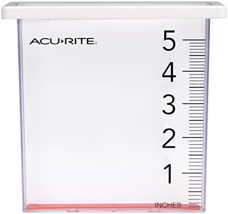AcuRite Waterfall Rain Gauge with 5-inch Rainfall Capacity (00858W), Clear
