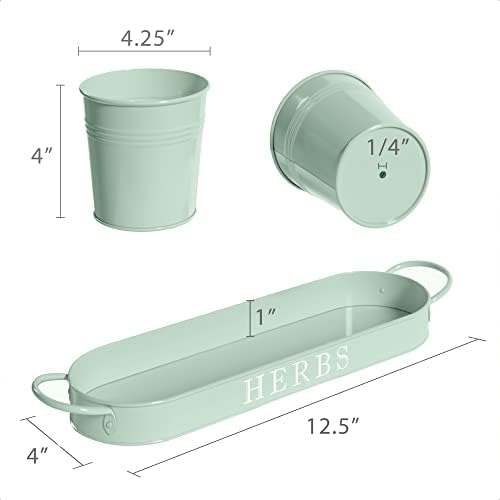 Barnyard Designs Indoor Herb Garden Planter Pots Set/3 (Soft Mint)