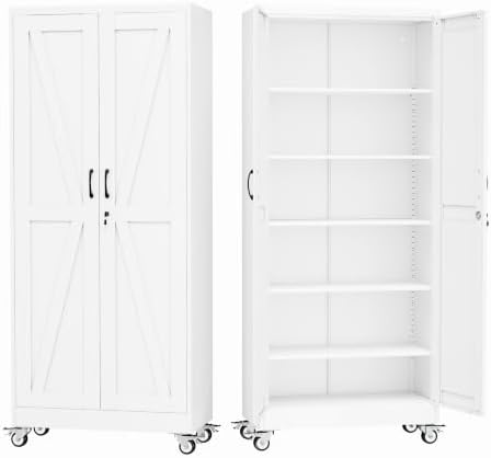 GAIOUS 74.8" Tall Metal Storage Cabinet with Lock and Wheels, File Cabinet