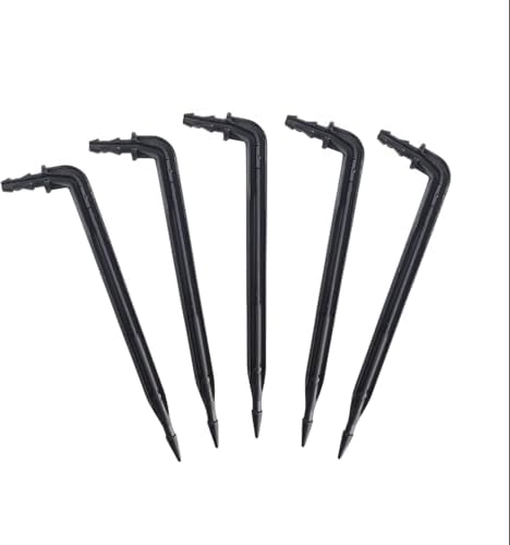 250pk 4" Angled Drip Emitter Stake, Fits 1/4" & 1/8" Tubing for Precise Watering & Irrigation, Greenhouse, Container Gardening, Home Garden, and Hydroponics Growing (250, 4" Inch Long)
