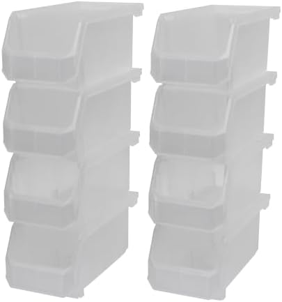 ReadySpace Medium Stackable Plastic Storage Bins, 8-Pack, Clear